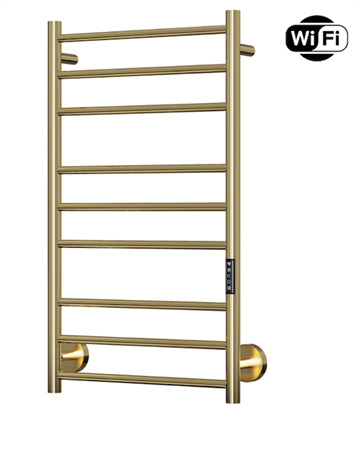 TVS Plus 9 El-håndklædetørrer m/timer og Wifi 860 x 500 mm, Blank guld / messing PVD